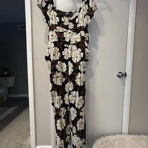 Floral Black and White Romper